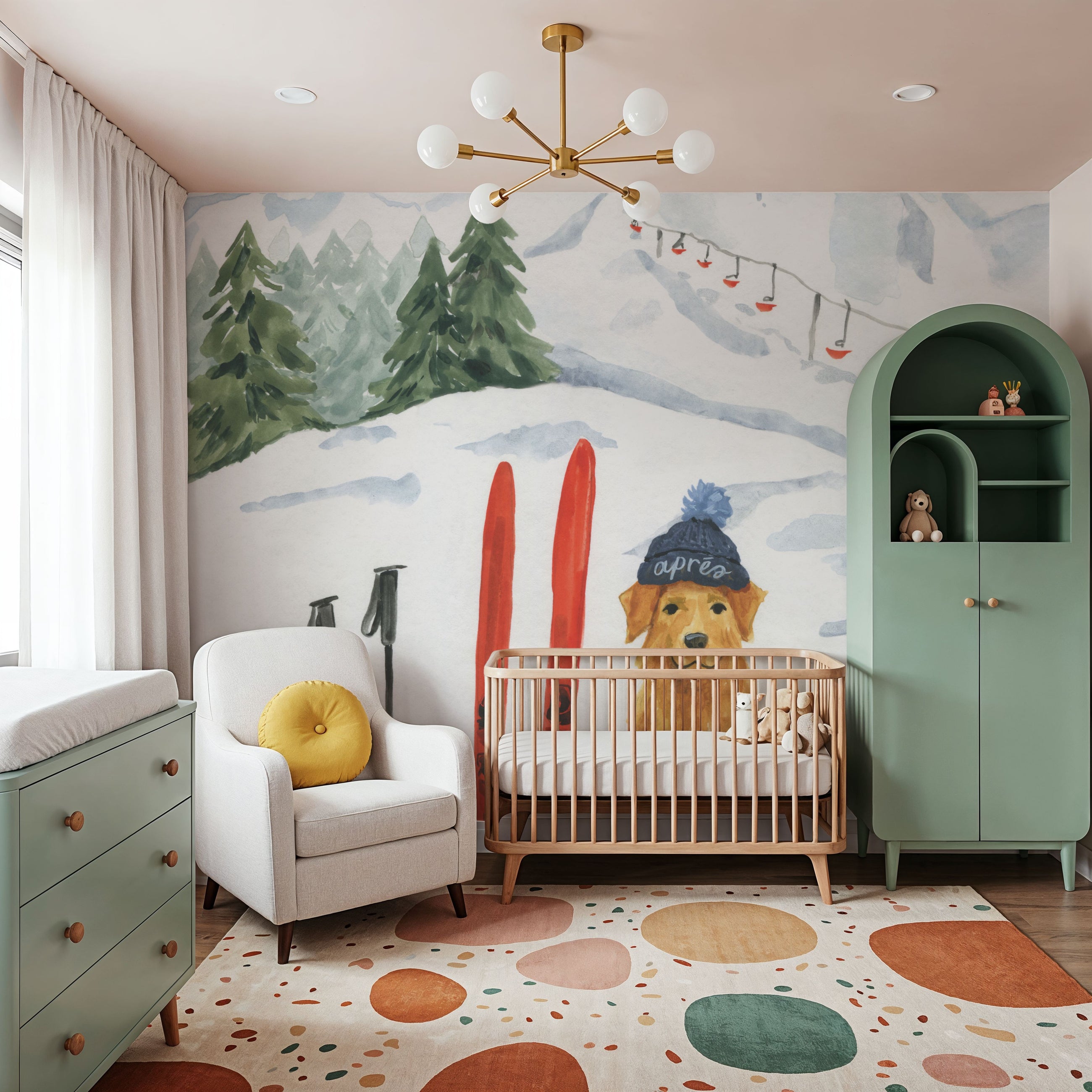 Apres Ski Dogs I Mural Wallpaper