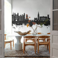 Stamford England Skyline Black & White Mural Wallpaper - room preview 06