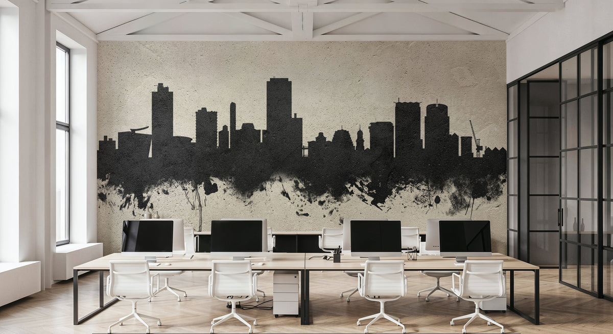 Wellington New Zealand Skyline Concrete Mural Wallpaper - room preview 06