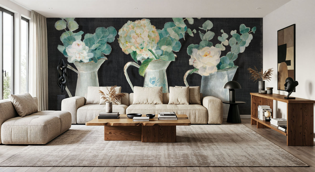 Farmhouse Flowers Mural Wallpaper - room preview 06