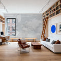 World Map Cities - Maeli Cold Mural Wallpaper - room preview 06