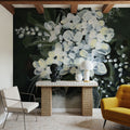 White Flowers in Vase Mural Wallpaper - room preview 06