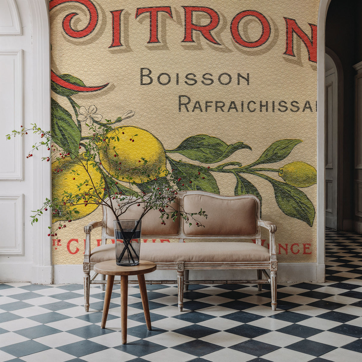 Lemon Label Mural Wallpaper - room preview 06