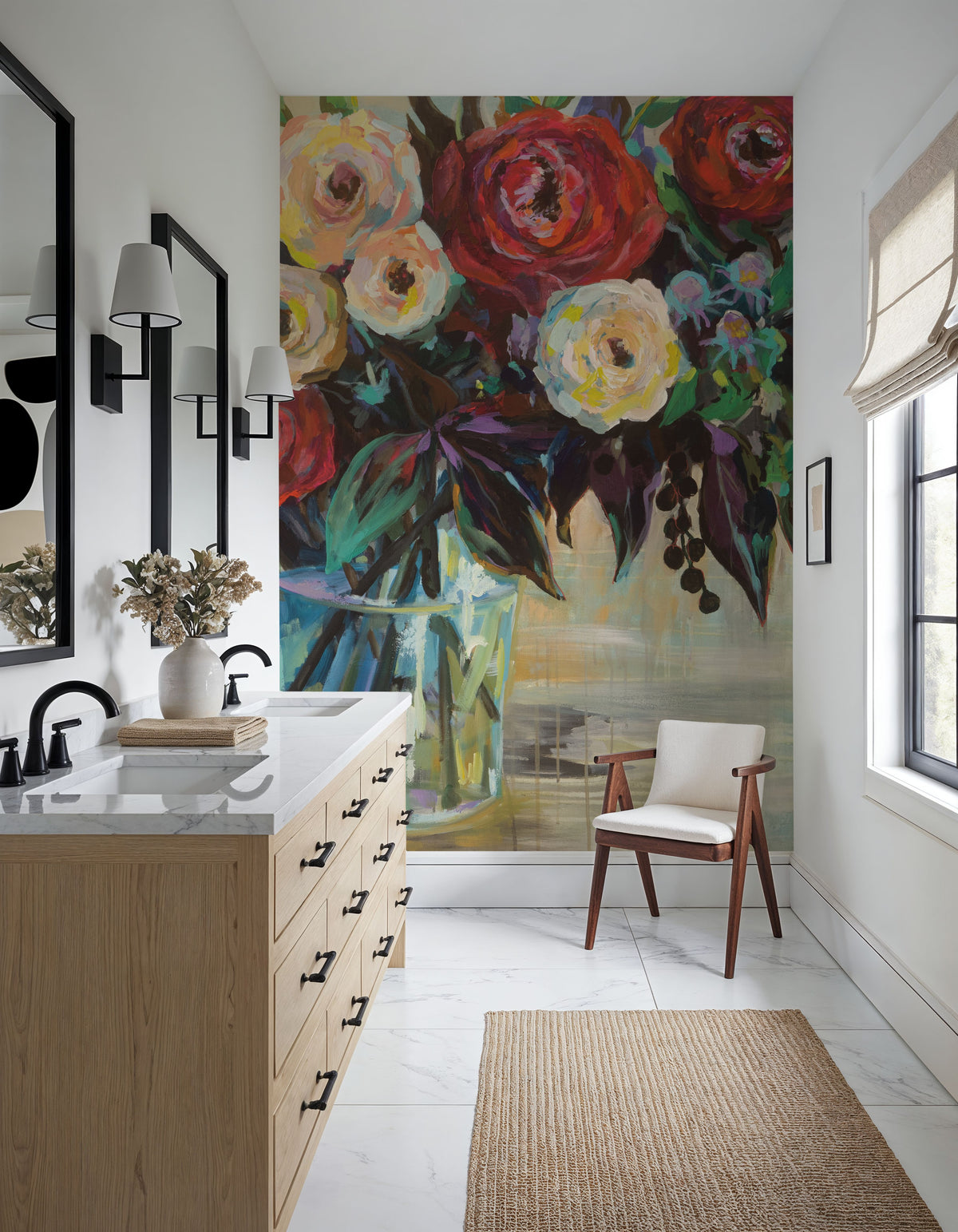 Winter Floral Mural Wallpaper - room preview 06