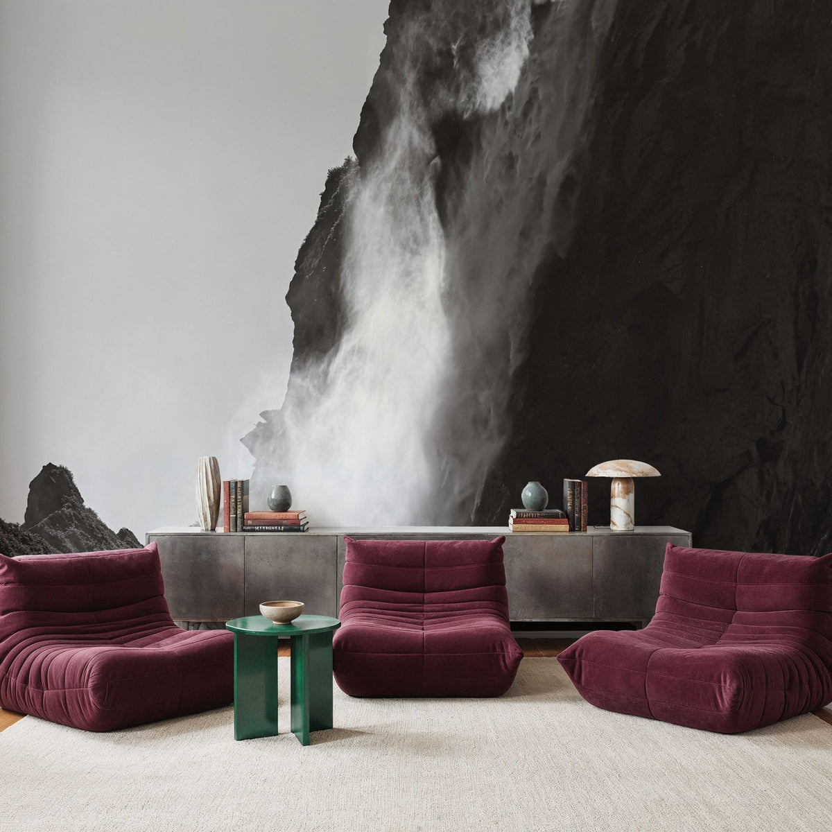 Western Brook Pond Waterfall Mural Wallpaper - room preview 06