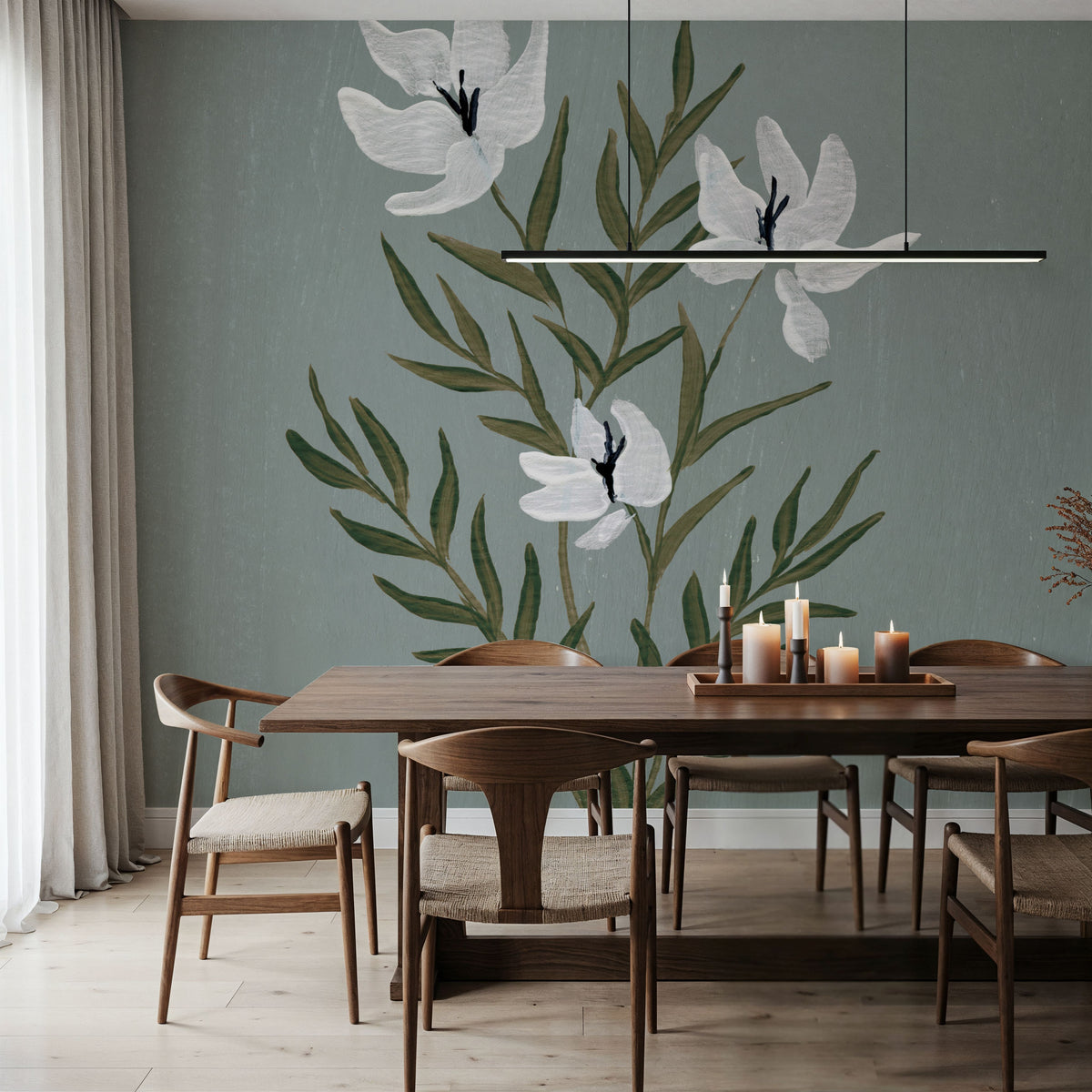 Pretty Little Flower IV Slate Blue Mural Wallpaper - room preview 06