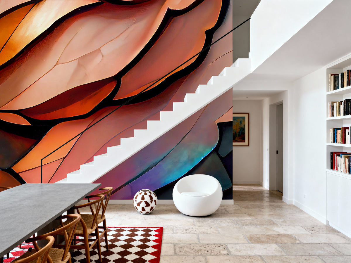 Peach Organic Fields Mural Wallpaper - room preview 06