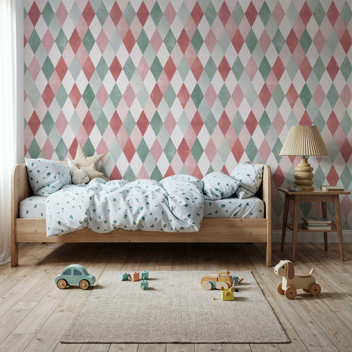 Contrasting Diamonds, Rose Mural Wallpaper - room preview 06