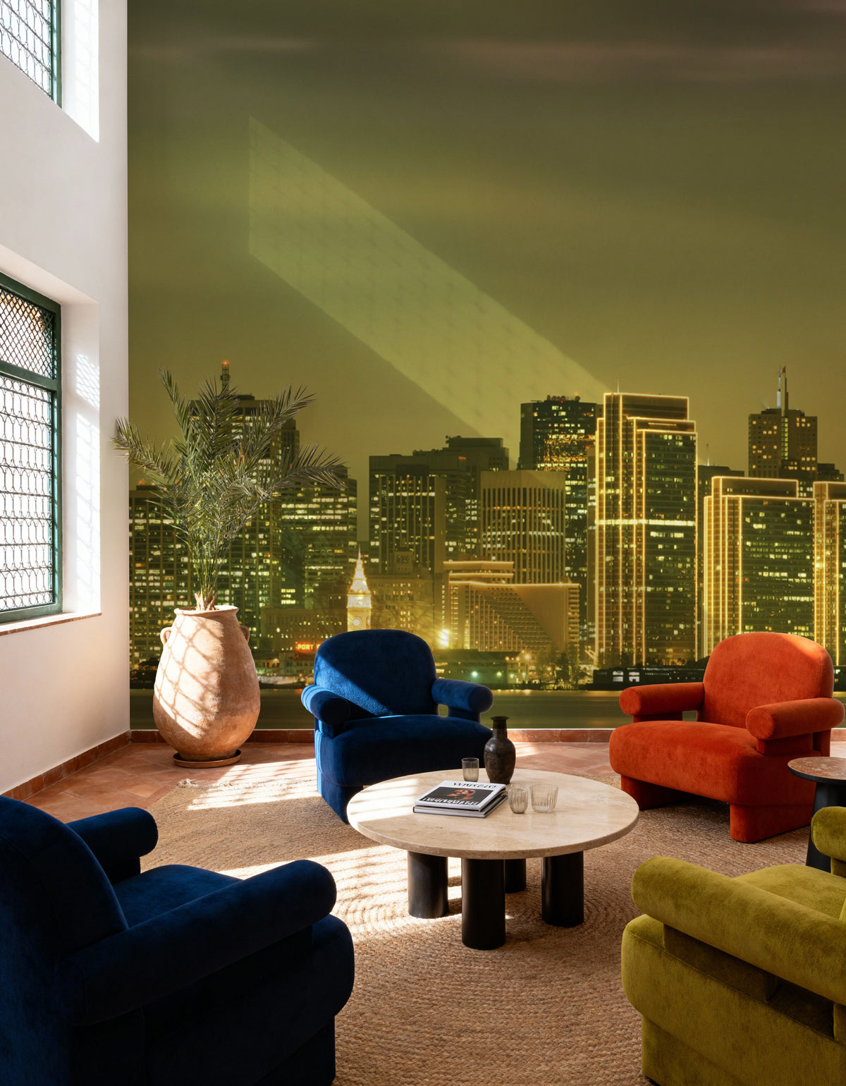 Luminous Pyramid Skyline Mural Wallpaper - room preview 06