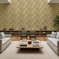 Miracle Blossoms and Birds, Yellow Mural Wallpaper - room preview 06