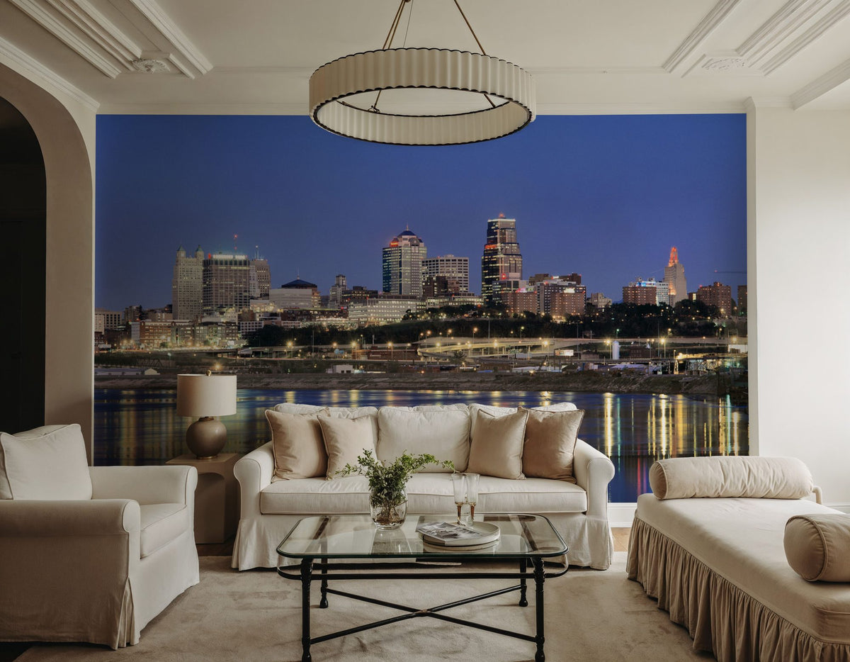 Urban Twilight Reflection Mural Wallpaper - room preview 06