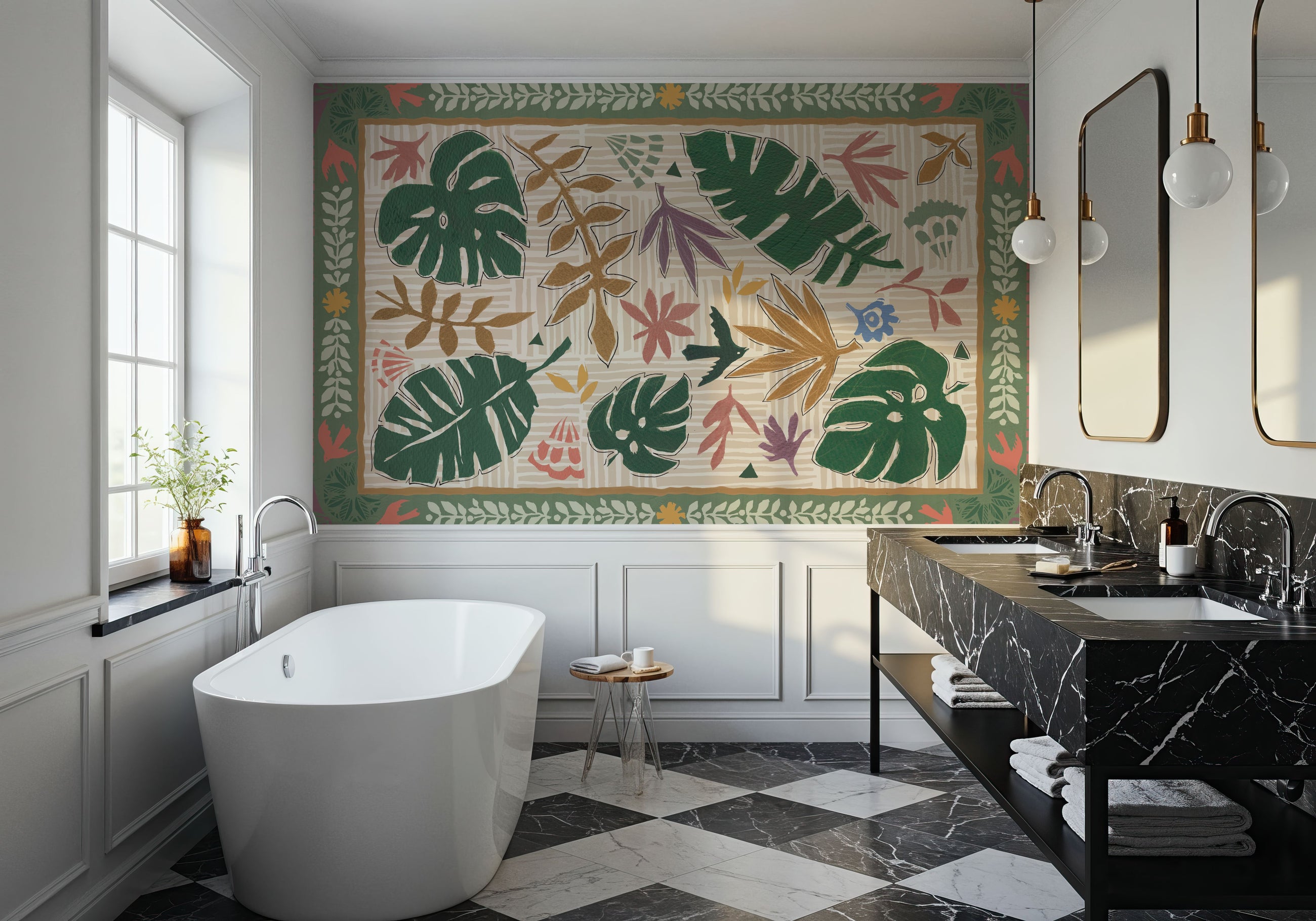 Desert Flair Green Mural Wallpaper