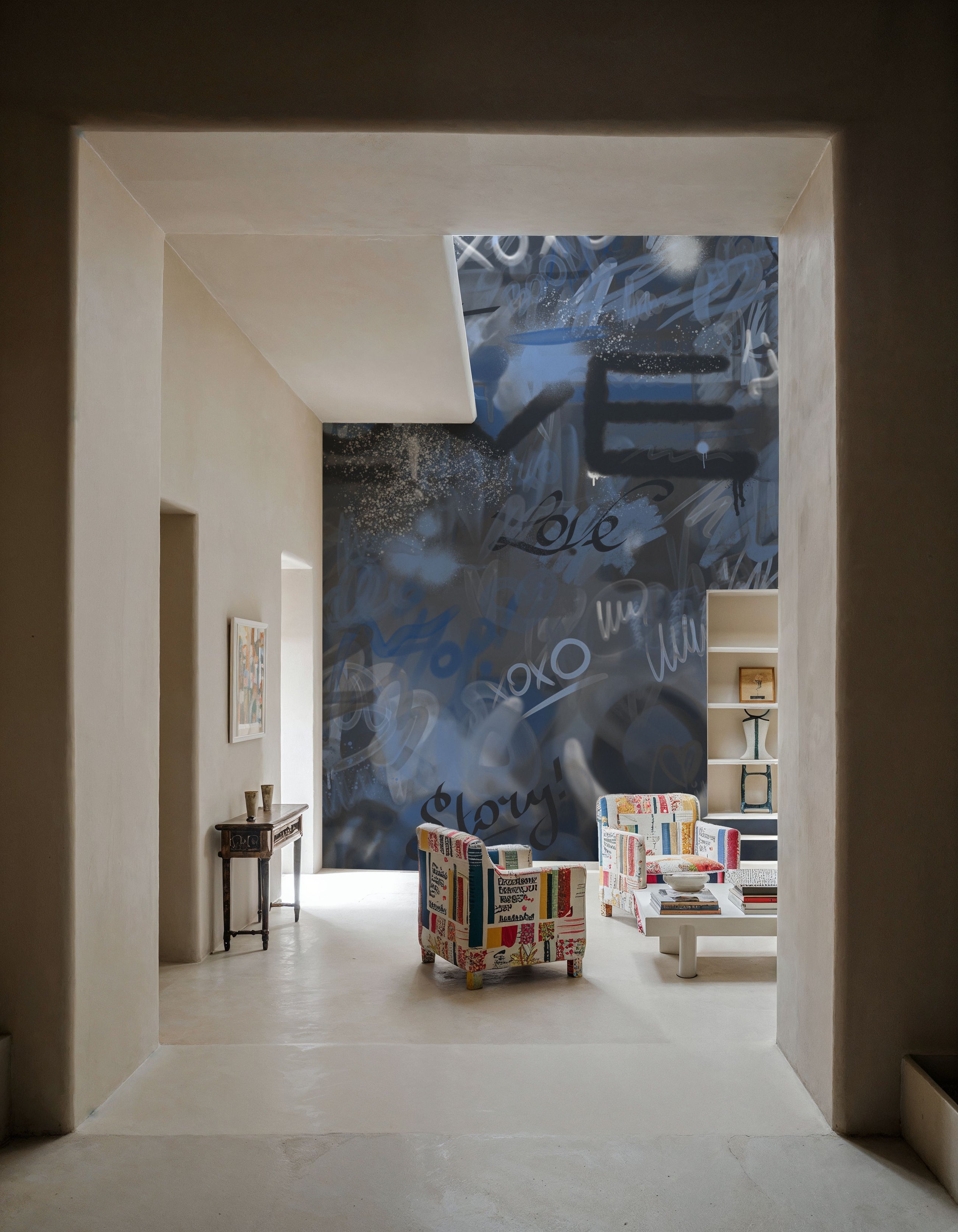 Graffiti Love, Denim Mural Wallpaper