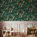 Wild and Free Pattern, Green Mural Wallpaper - room preview 06