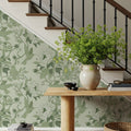 Peony Toile, Fresh Green Mural Wallpaper - room preview 06