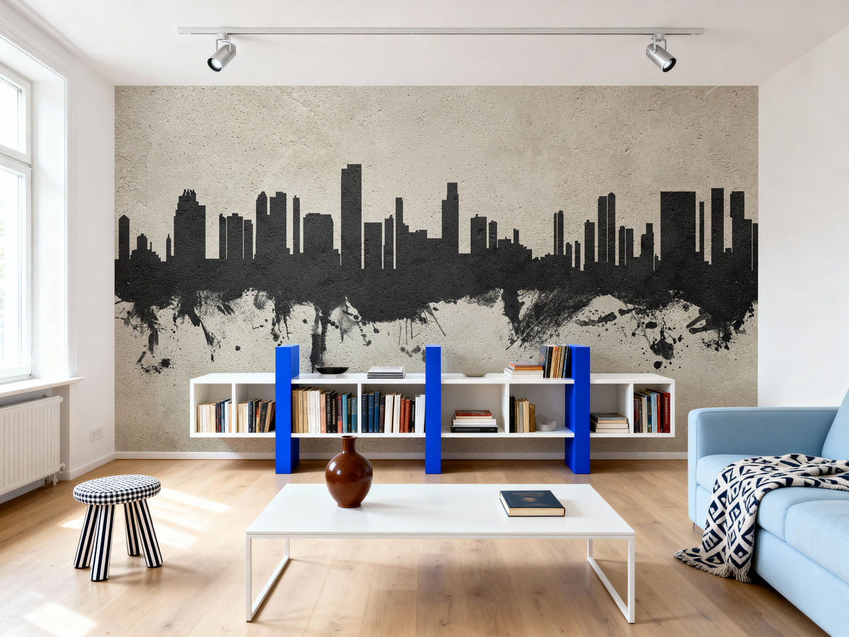 Honolulu Hawaii Skyline Concrete Mural Wallpaper - room preview 06