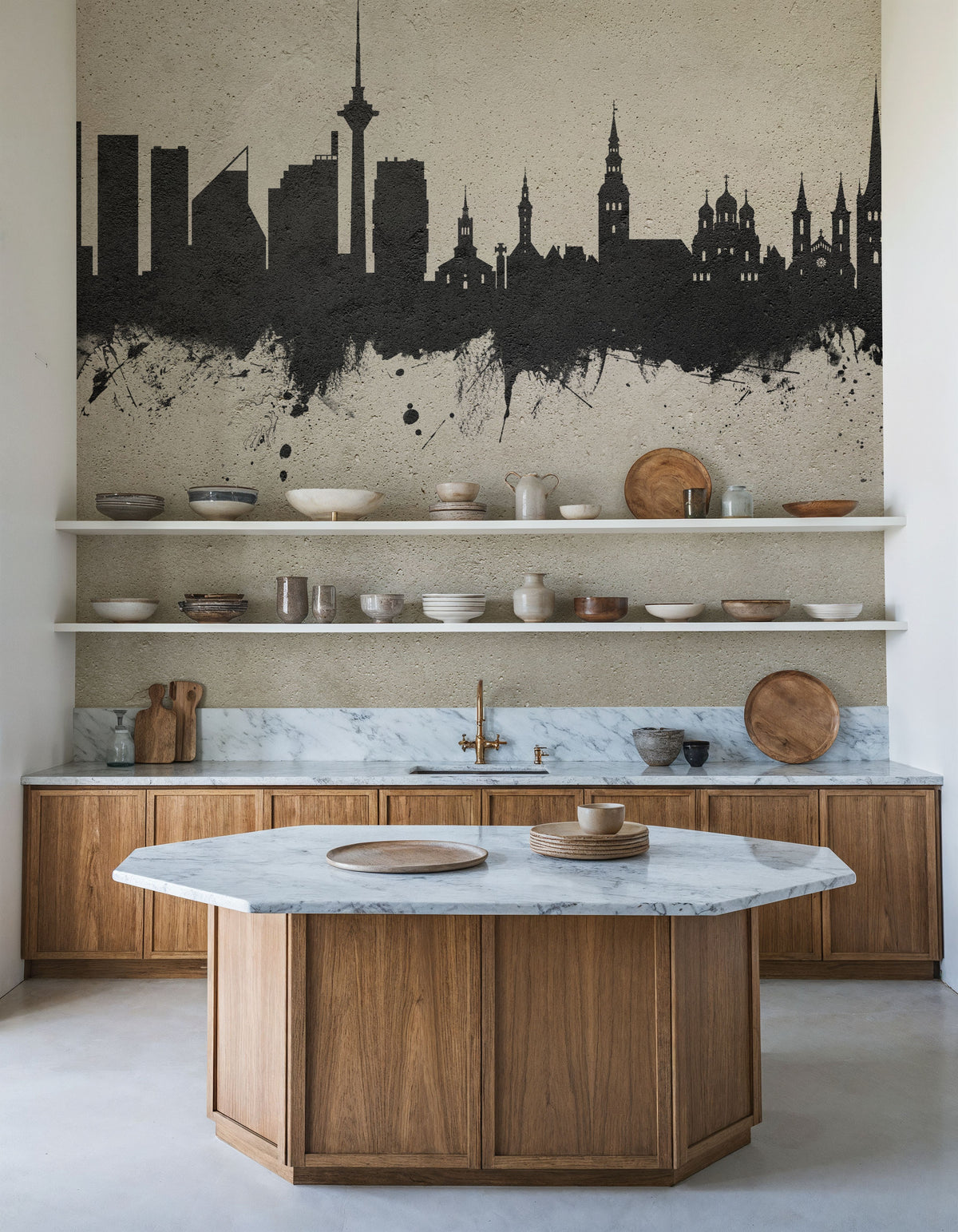 Tallinn Estonia Skyline Concrete Mural Wallpaper - room preview 06