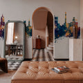 Paisley Skyline Blue & Bronze Mural Wallpaper - room preview 06