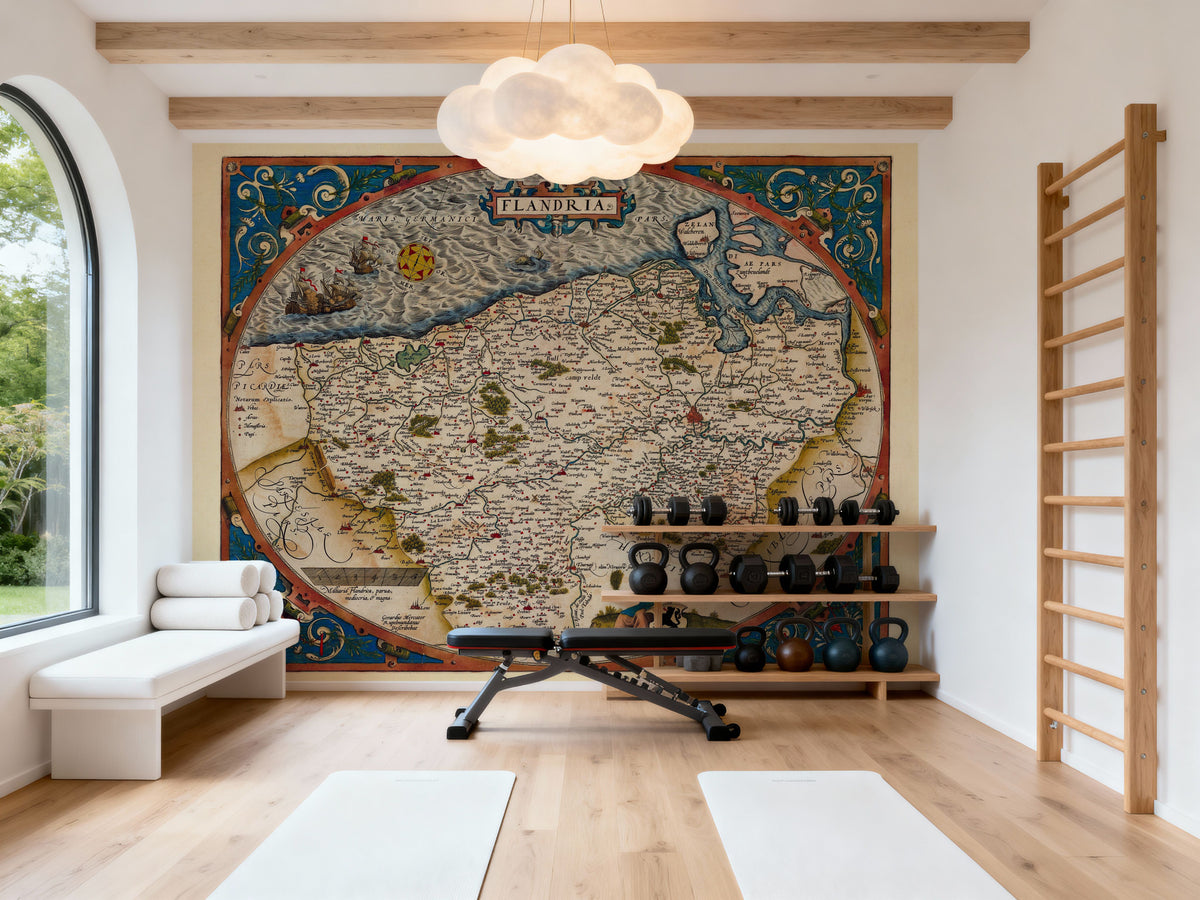 Old Map of Belgium, 1570 Mural Wallpaper - room preview 06