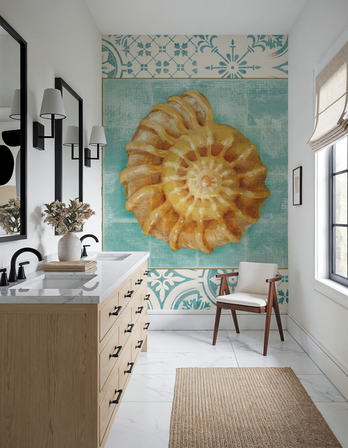Shell Tiles I Mural Wallpaper - room preview 06