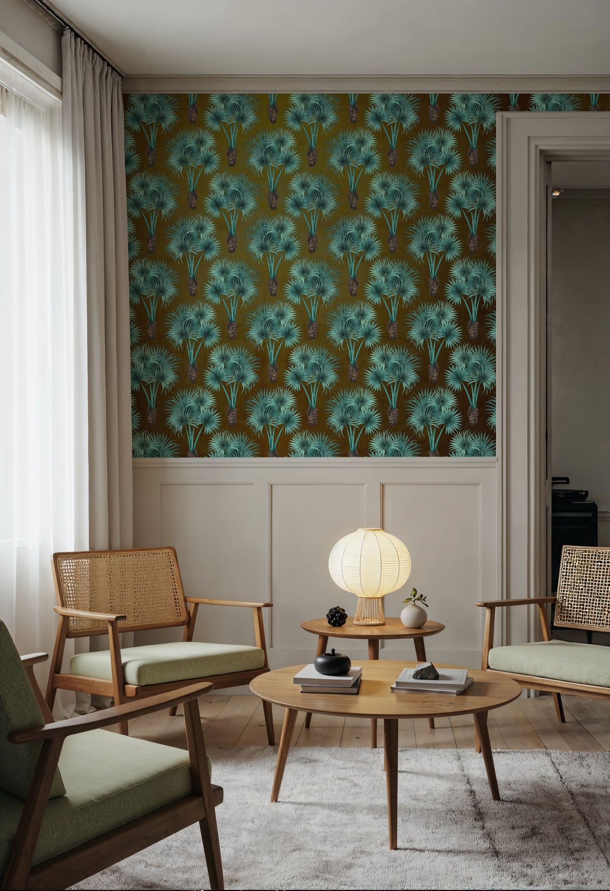 Elephant Ear Tree, Turqouise Small Mural Wallpaper - room preview 06