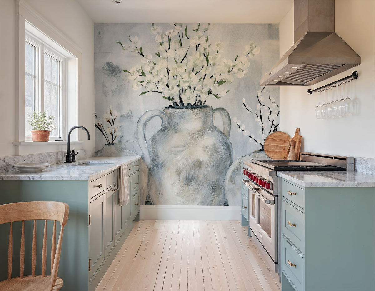 Botanicals in Pottery Mural Wallpaper - room preview 06