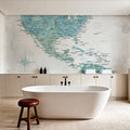US Mexico Caribbean Map - Aquamar Wash Mural Wallpaper - room preview 06
