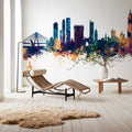 Mumbai Skyline India Bombay Blue & Bronze Mural Wallpaper - room preview 06