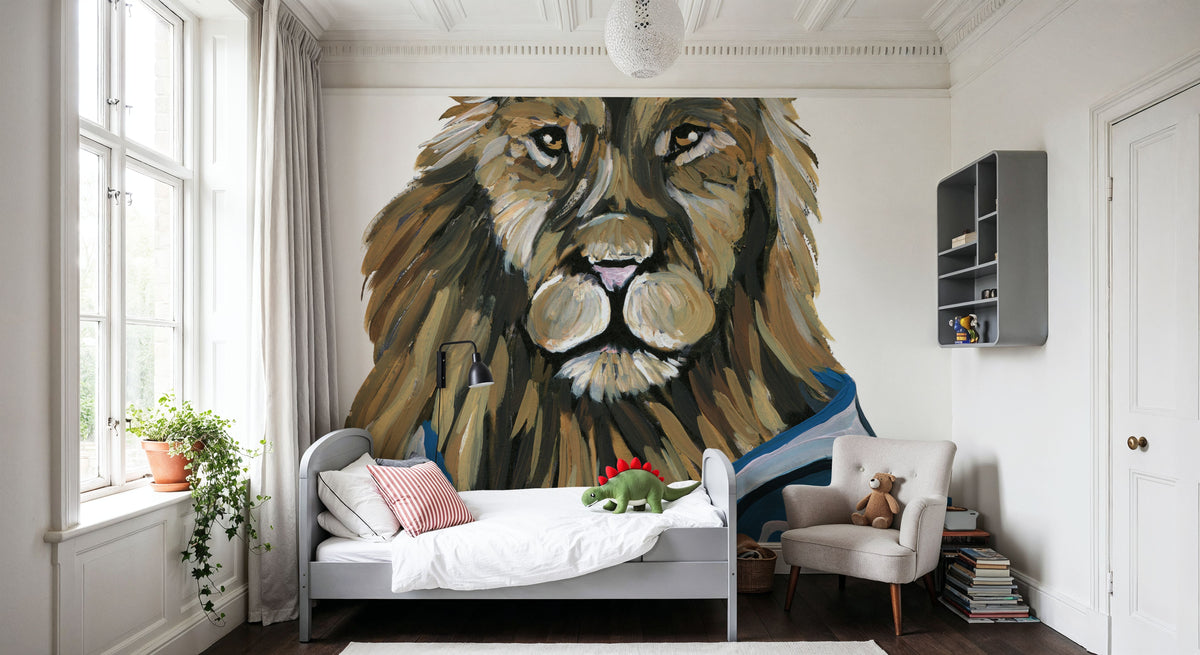 Letterman Lion Mural Wallpaper - room preview 06