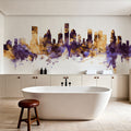 Houston Skyline Purple & Gold Mural Wallpaper - room preview 06