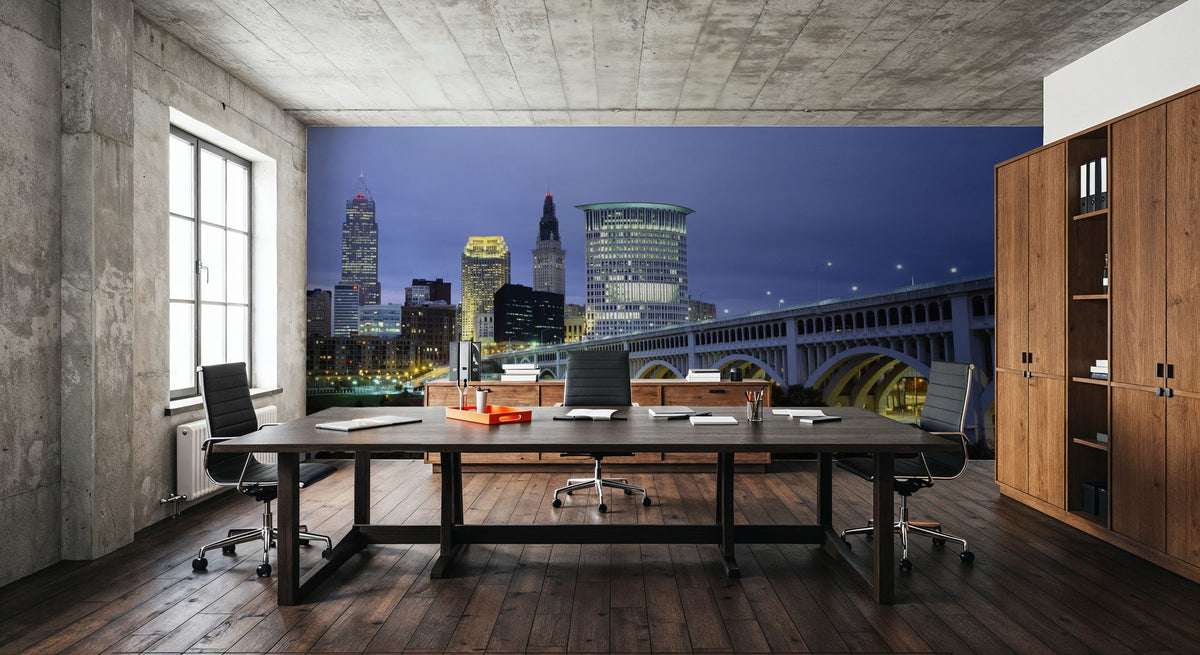 Twilight Bridge Mural Wallpaper - room preview 06