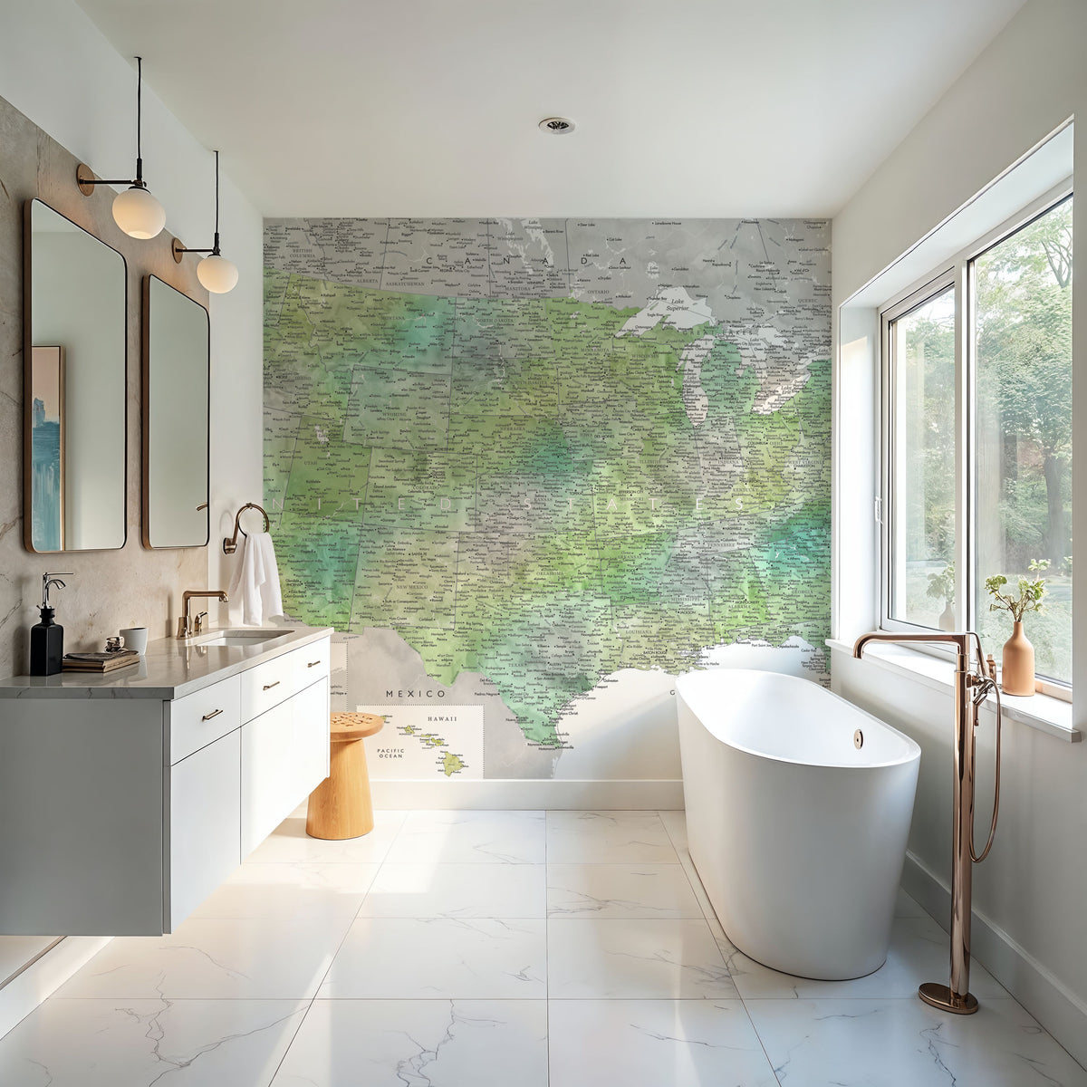 US Map Detailed - Oriole Mural Wallpaper - room preview 06