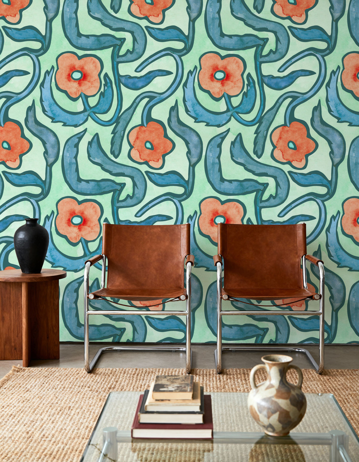 My Flower Green Mural Wallpaper - room preview 06