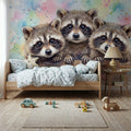 Raccoons - Cute Baby Animals Series Mural Wallpaper - room preview 06