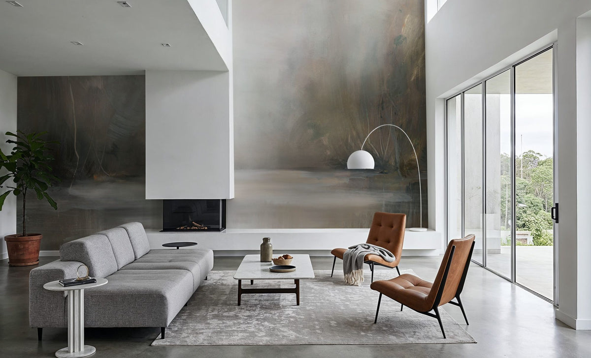 Taupe Horizon Mural Wallpaper - room preview 06