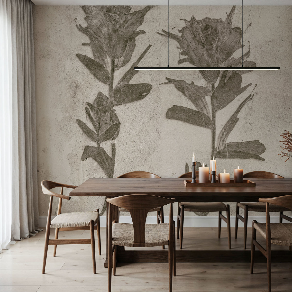 Wildflower Journal VII Sepia Mural Wallpaper - room preview 06