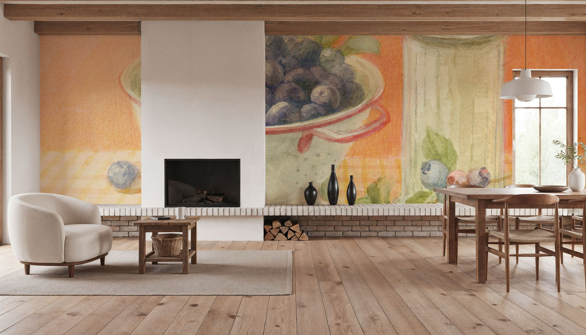 Fresh Picked Blueberries Mural Wallpaper - room preview 06