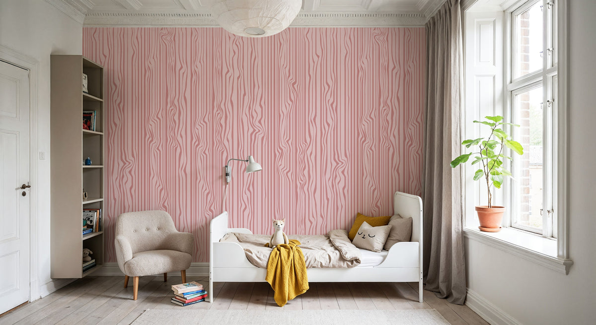 Veneer Lines, Pink Mural Wallpaper - room preview 06