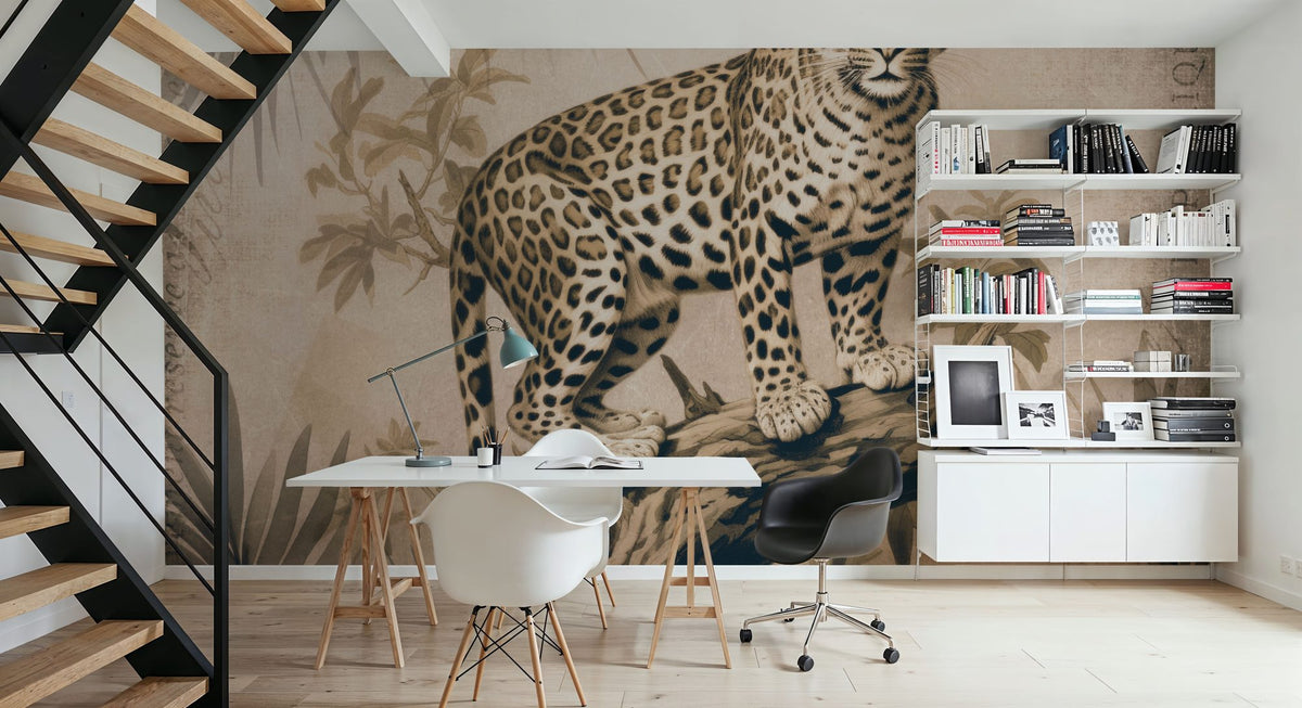 Cheetahs Exotic Jungle Monochrome Mural Wallpaper - room preview 06