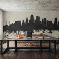 Kansas City Missouri Skyline Concrete Mural Wallpaper - room preview 06