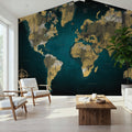 Sketch World Map Mural Wallpaper - room preview 06