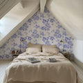 Peony Passion, Blue on White Mural Wallpaper - room preview 06