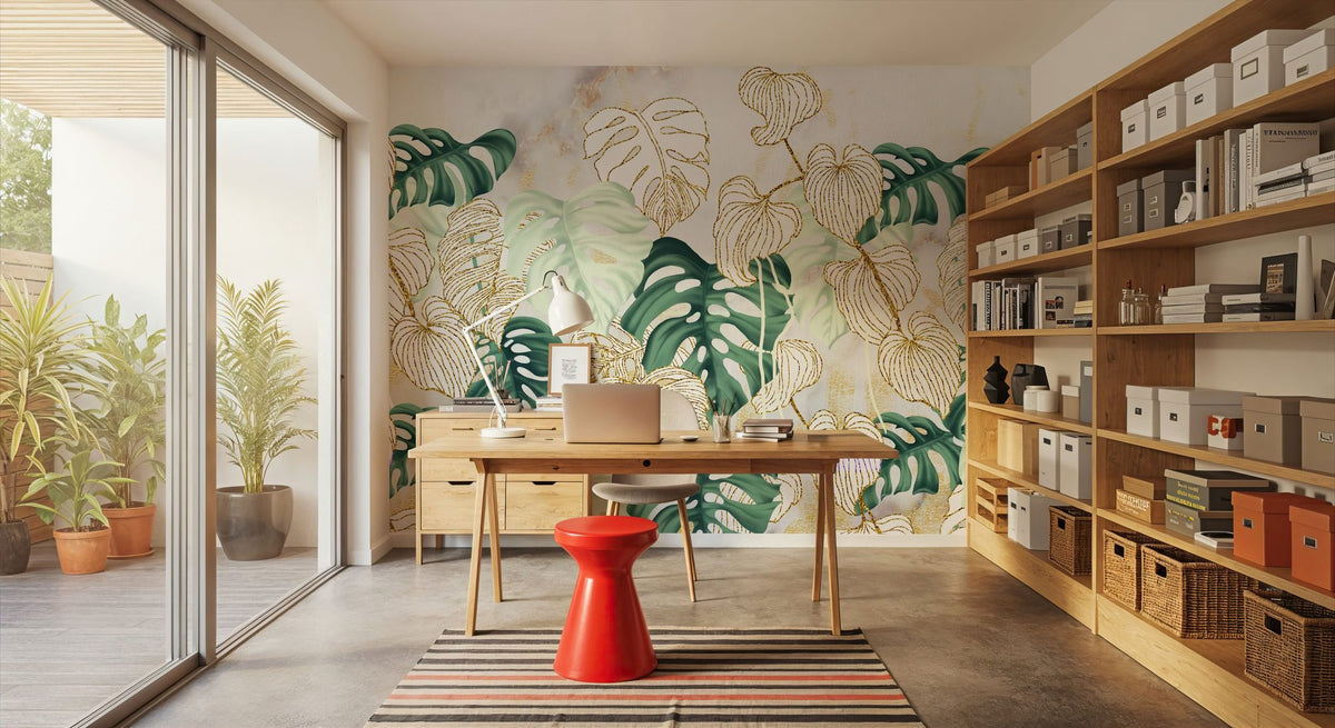 Weird Leaves Mural Wallpaper - room preview 06