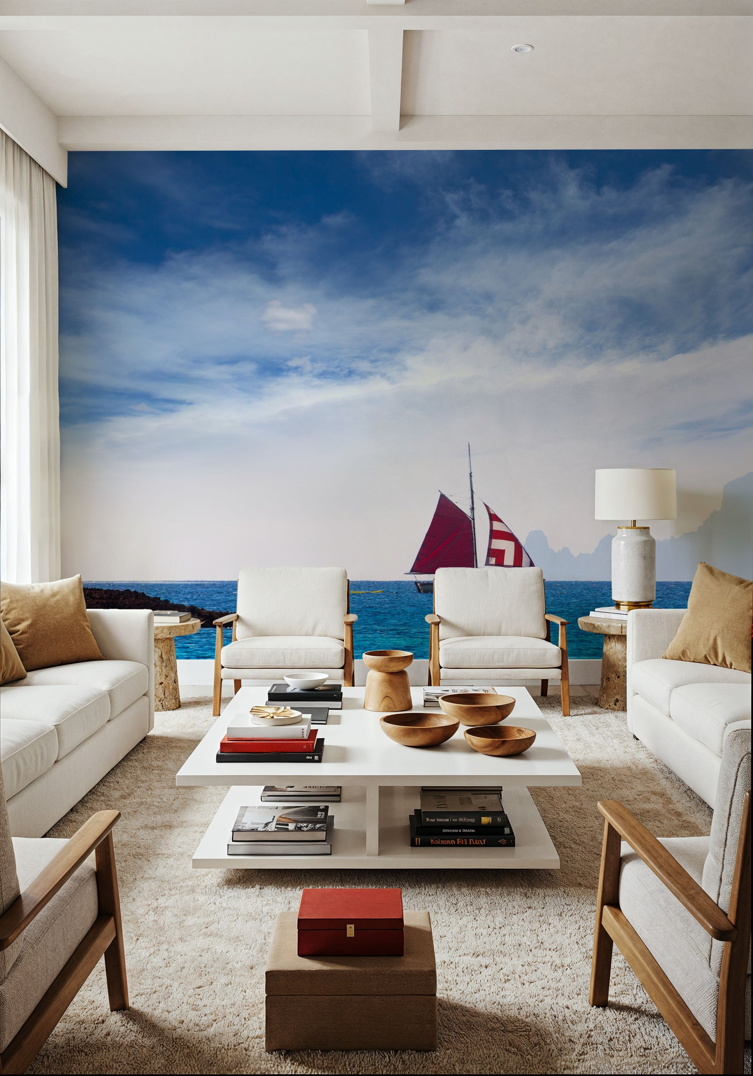 Ibiza Sailboat Mural Wallpaper