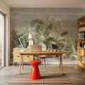 Greenhouse Orchids on Wood Mural Wallpaper - room preview 06