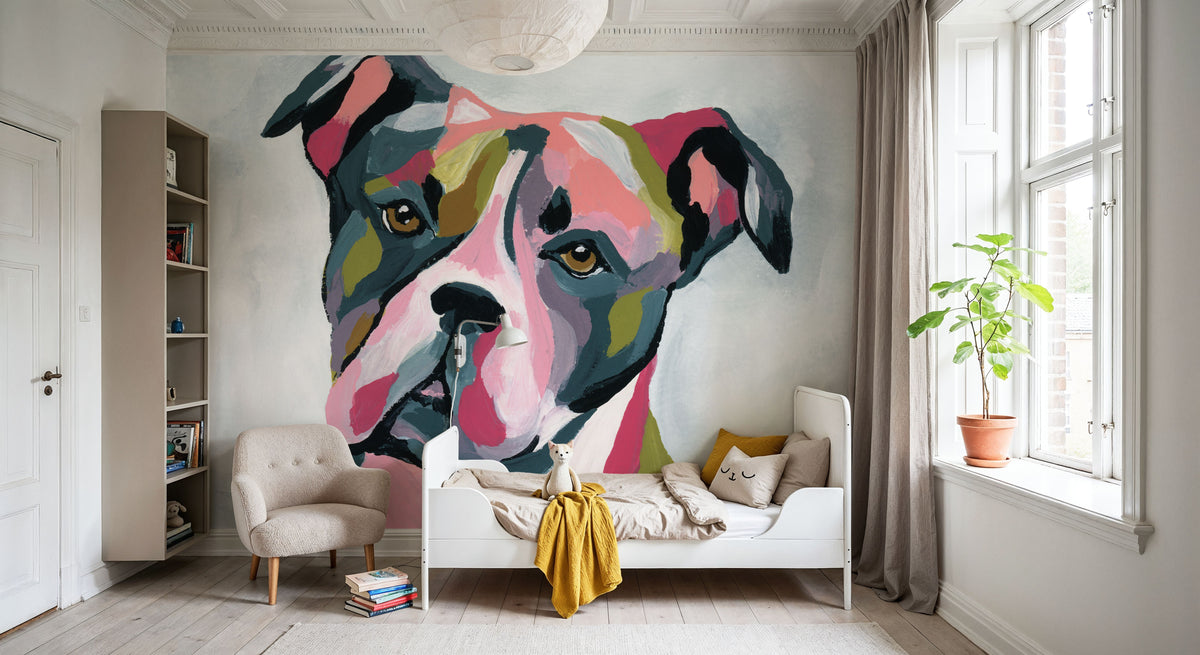 Abstract Pitbull Mural Wallpaper - room preview 06