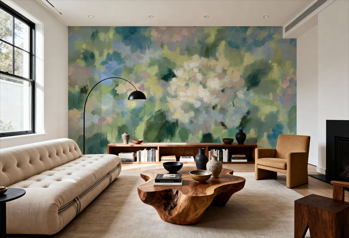 Hydrangea Mosaic Mural Wallpaper - room preview 06
