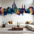 Weisbaden Germany Skyline Blue & Bronze Mural Wallpaper - room preview 06