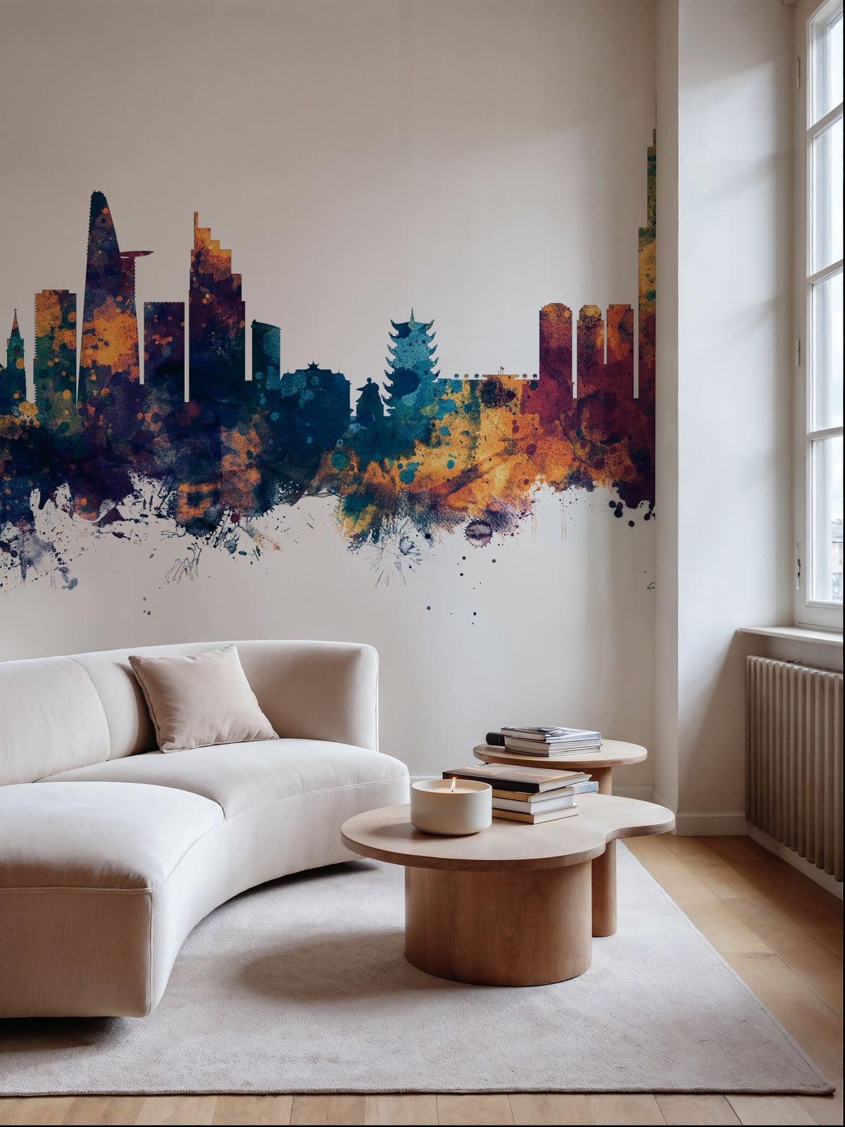 Ho Chi Minh City Vietnam Skyline Blue & Bronze Mural Wallpaper - room preview 06