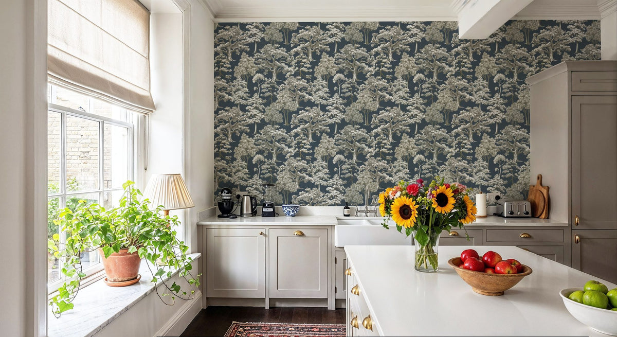 Park Trees, Blue Mural Wallpaper - room preview 06